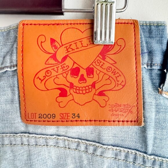 Vintage Ed Hardy Light Wash Relaxed fit 100% Cotton Lightweight Jeans 34x34 - Picture 6 of 6